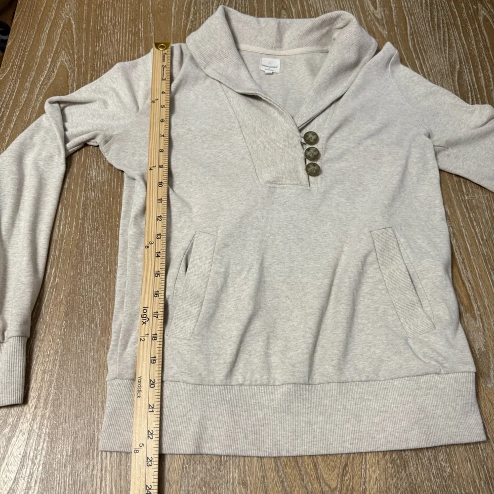 Banana Republic Factory Luxe Pullover Womens Medium Oatmeal Heather Shawl Collar